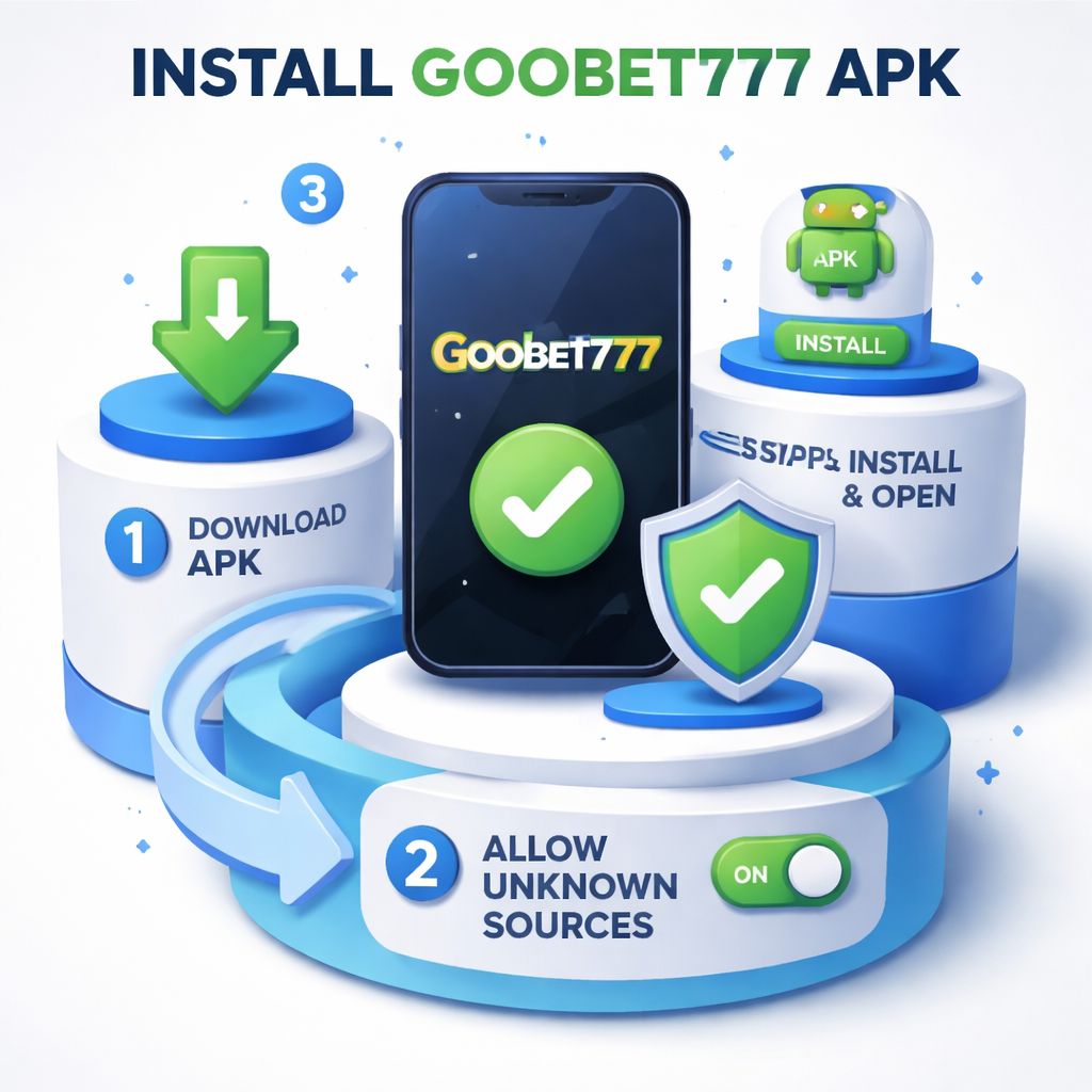 An Argentine mobile user following simple Goobet777 APK installation steps on a smartphone with clear icons and confirmation visuals.
