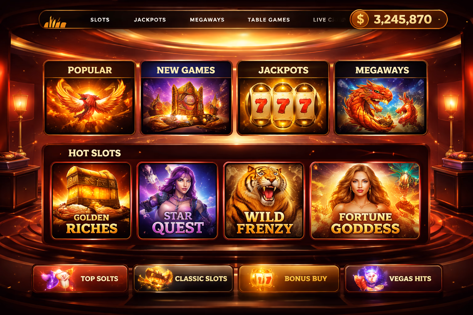 An engaged online player exploring multiple slot categories on Goobet777 with colorful reels and bonus icons on screen.